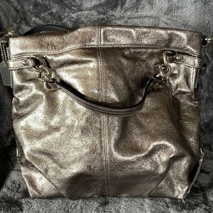 Silver leather Coach purse